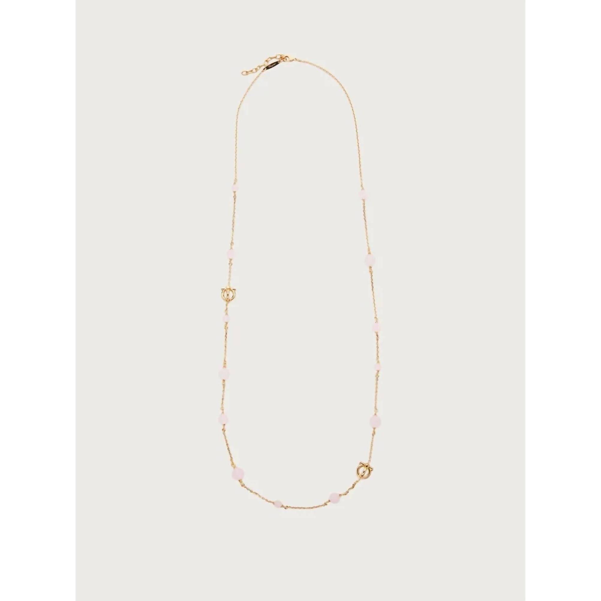 New Salvatore Ferragamo Women's Long 3d Gancini Necklace In Gold